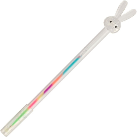 Pix cu gel CNX GP254-48, 0.8mm, cu capac, corp transparent, scris neon multicolor, model iepure [1]
