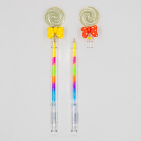 Birotică și Papetărie - Pix cu gel CNX No.322, 0.8mm, cu figurine, model acadea cu fundita, scris neon multicolor