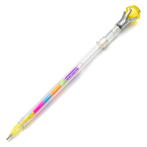 Pix cu gel CNX NO 323, 0.8mm, cu capac, corp transparent, scris neon multicolor, cu figurine diamant [3]