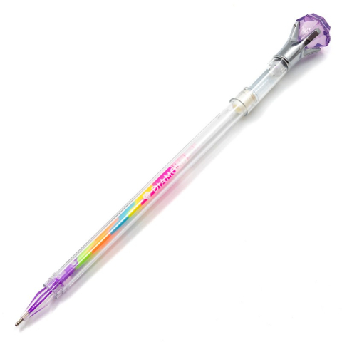 Pix cu gel CNX NO 323, 0.8mm, cu capac, corp transparent, scris neon multicolor, cu figurine diamant [4]
