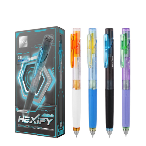 Pix cu gel cu mecanism 0.5mm albastru quick dry hexify deli [3]
