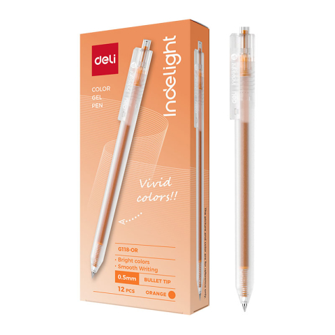 Pix cu gel cu mecanism 0.5mm portocaliu deli [1]