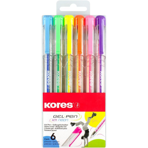 Birotică și Papetărie - Pix cu gel k11 0.4mm culori neon 6/set kores