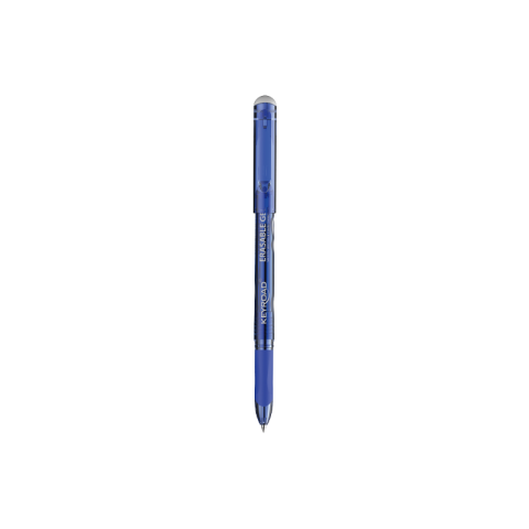 Birotică și Papetărie - Pix cu gel Keyroad Erasable KR972580, 0.7mm, cu capac, cu guma de sters, corp albastru, grip cauciucat, scris albastru