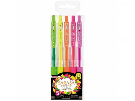 Birotică și Papetărie - Pix cu gel Sarasa Neon 5 culori/set Zebra