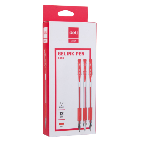 Pix cu gel si grip 6600 0.5mm rosu deli [2]