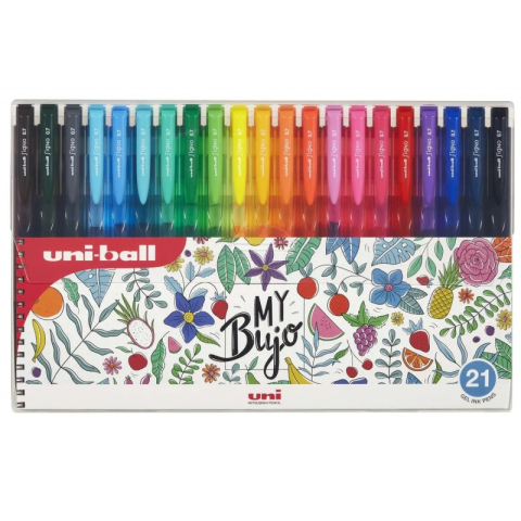 Birotică și Papetărie - Pix cu gel Uni-ball Signo My Bujo UMN-155N, 0.7mm, cu mecanism, corp semitransparent in culoarea scrisului, set 21 culori