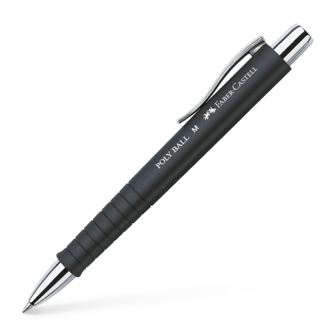 Birotică și Papetărie - Pix cu mecanism si grip negru poly ball faber-castell
