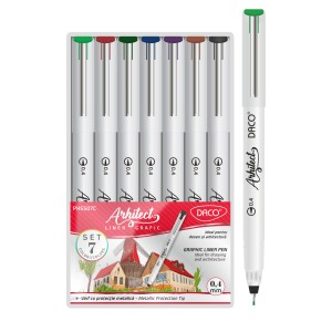Rechizite Școlare - Pix daco liner grafic arhitect color set 7 px5507c