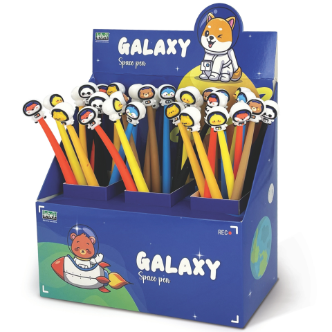 Rechizite Școlare - Pix flexibil Animale in Spatiu, 6 modele (36 buc/display), copii varsta 4 ani+,6 ani+,8 ani+