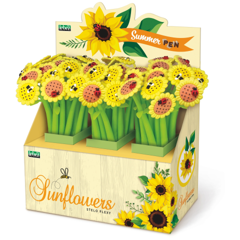Rechizite Școlare - Pix flexibil Floarea-Soarelui, ø 3.5 cm (36 buc/display), copii varsta 6 ani+,8 ani+