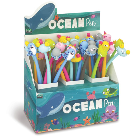 Rechizite Școlare - Pix flexibil Ocean, 6 modele (36 buc/display), copii varsta 4 ani+,6 ani+,8 ani+