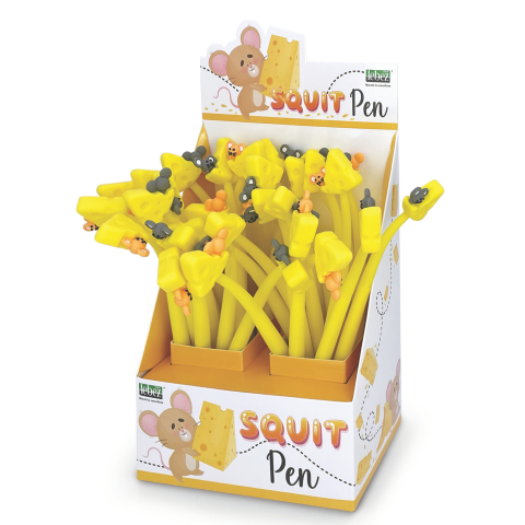 Rechizite Școlare - Pix flexibil Soricei cu cascaval (32 buc/display), copii varsta 4 ani+,6 ani+,8 ani+