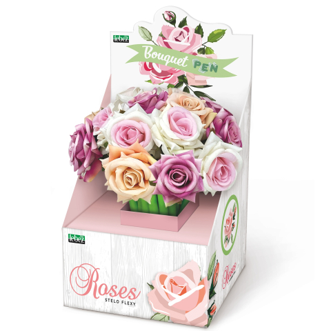 Pixuri pentru Copii si Scoala - Pix flexibil Trandafiri, ø 6 cm (16 buc/display) varsta 6 ani+,8 ani+