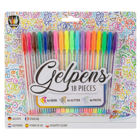 Birotică și Papetărie - Pix sclipici neon pastel 18/set Grafix