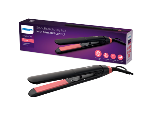 Ingrijire personala & Cosmetice - Placa de par philips straighcare essential bhs376/00, tehnologie thermoprotect, placi cu infuzie de cheratina, negru, l x a x i (mm)  54x346x90