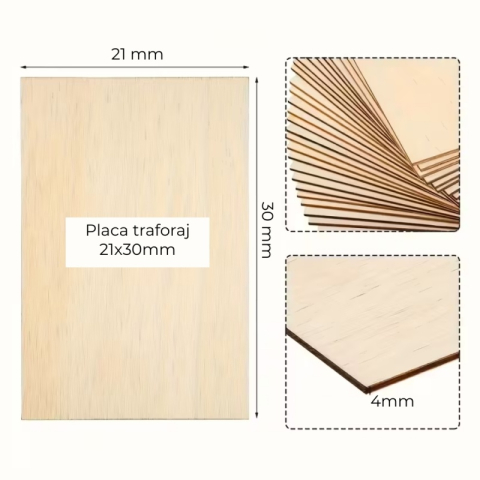 Birotică și Papetărie - Placaj traforaj CNX, 21x30cm, grosime 4mm, lemn