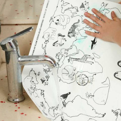 Desene de Colorat, Fise de Colorat si Planse - Harta Animale Planeta [1]