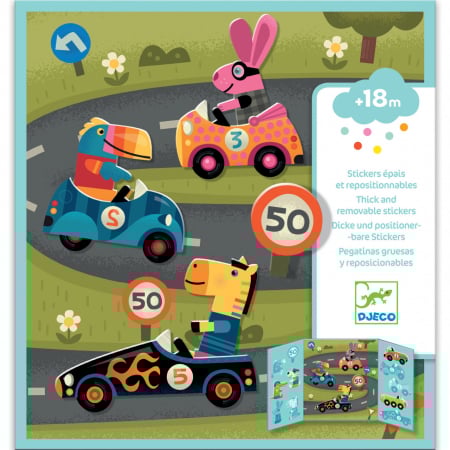 Art & Craft si Artizanat - Planse cu abtibilduri repozitionabile Djeco, Vehicule, varsta 1 - 3 ani, Baiat