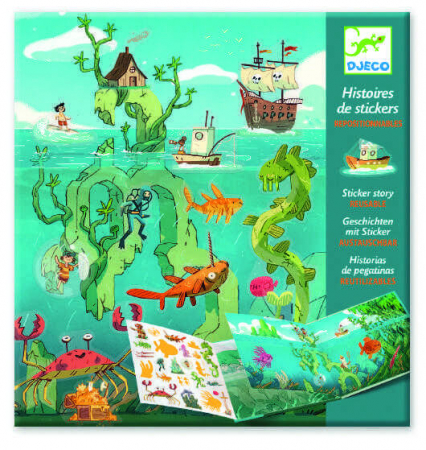 Art & Craft si Artizanat - Planse creative cu Abtibilduri Reutilizabile Djeco, Aventuri pe mare