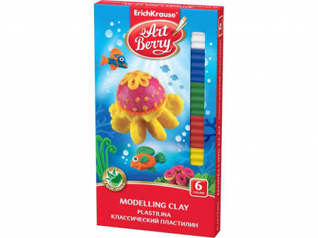Cadouri Jucării Copii Grădiniță - Plastilina ArtBerry cu Aloe Vera, 6 culori + cutit modelaj