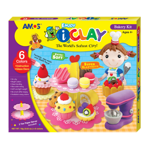 Plastilină, Pastă modelaj, Lut - Plastilina Amos iClay IC18P6BK, cu accesorii Bakery