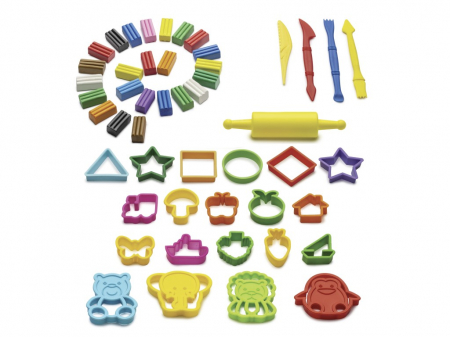Set plastilina cu 24 culori, rola si forme pentru decupare, ideal pentru cadou [1]
