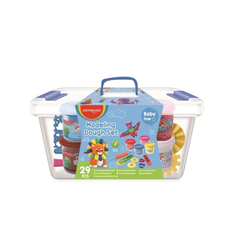 Plastilina Keyroad Baby line KR972333, 6x110g, 22 unelte plastic modelaj, cutie plastic, set 6 culori [1]