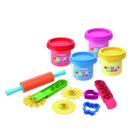 Plastilină, Pastă modelaj, Lut - Plastilina Keyroad Baby line KR972333, 6x110g, 22 unelte plastic modelaj, cutie plastic, set 6 culori