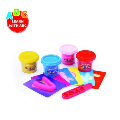 Plastilină, Pastă modelaj, Lut - Plastilina Keyroad Baby line KR972359, 4x110g, 26 litere carton, 1 cutter plastic, cutie plastic, set 4 culori
