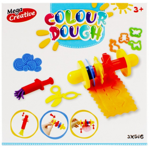 Art & Craft si Artizanat - Plastilina Mega Creative Colour Dough 471260, 3x50g, cu accesorii, +3 ani, set 3 culori