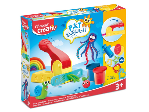 Plastilină, Pastă modelaj, Lut - Plastilină Pat'Dough 4 culori + 12 accesorii