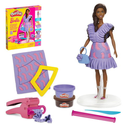 Play doh barbie set plastelina barbie fashionista ruffles creatii vestimentare [7]
