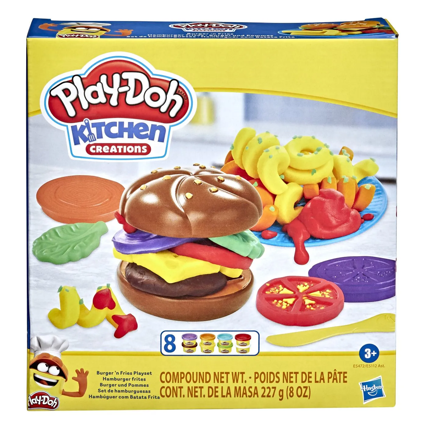 Art & Craft si Artizanat - Play doh kitchen creations set de gatit hamburger, copii varsta 3 ani pana la 7 ani