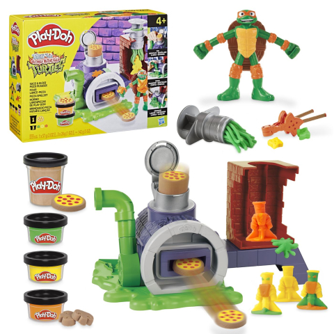 Play doh povestiri cu testoase ninja adolescente mutante set plastelina pizza taie si arunca [7]