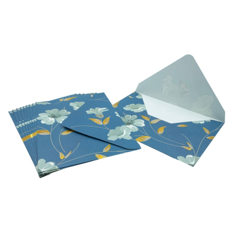 Birotică și Papetărie - Plic color CNX, 130x180mm, 120g, albastru cu model floral, set 10 buc