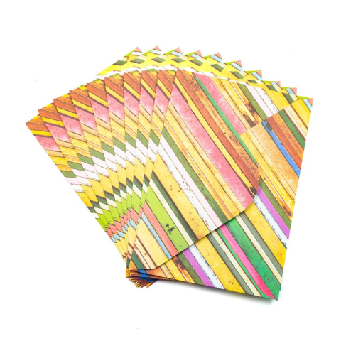 Birotică și Papetărie - Plic color CNX, diverse culori, 110x160mm, model cu dungi, set 10 buc