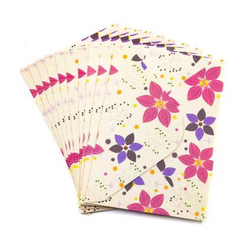 Birotică și Papetărie - Plic color CNX, diverse culori, 110x160mm, model cu flori, set 10 buc