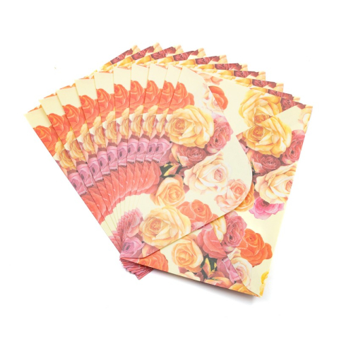 Birotică și Papetărie - Plic color CNX, diverse culori, 110x160mm, model cu trandafiri, set 10 buc