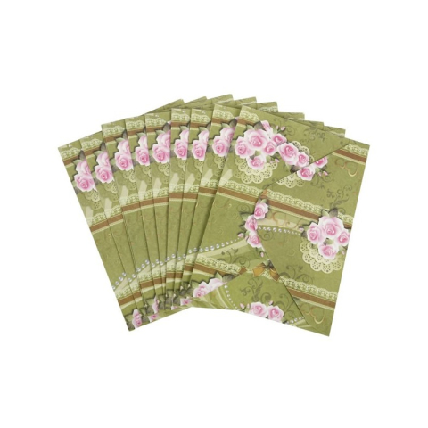 Birotică și Papetărie - Plic color CNX, verde, 120g/mp, 130x180mm, model cu trandafir roz, set 10 buc