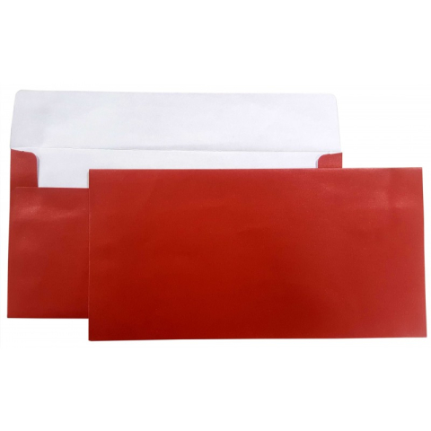 Birotică și Papetărie - Plic color DL CNX, rosu metalizat, 120g/mp, 110x220mm, autoadeziv, set 10 buc