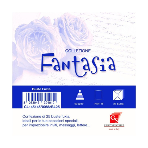 Birotică și Papetărie - Plic color pentru invitatie Colorarte Fantasia, fuchsia, 90g/mp, 145x145mm, set 25 buc