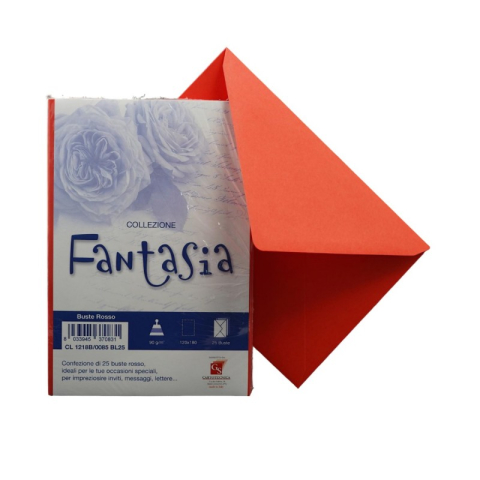 Birotică și Papetărie - Plic color pentru invitatie Colorarte Fantasia, rosu, 90g/mp, 120x180mm, set 25 buc
