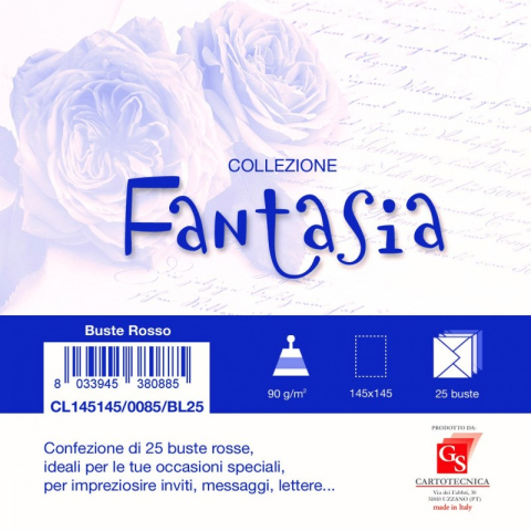Birotică și Papetărie - Plic color pentru invitatie Colorarte Fantasia, rosu, 90g/mp, 145x145mm, set 25 buc