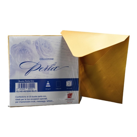 Birotică și Papetărie - Plic color pentru invitatie Colorarte Perla, auriu perlat, 120g/mp, 145x145mm, set 25 buc