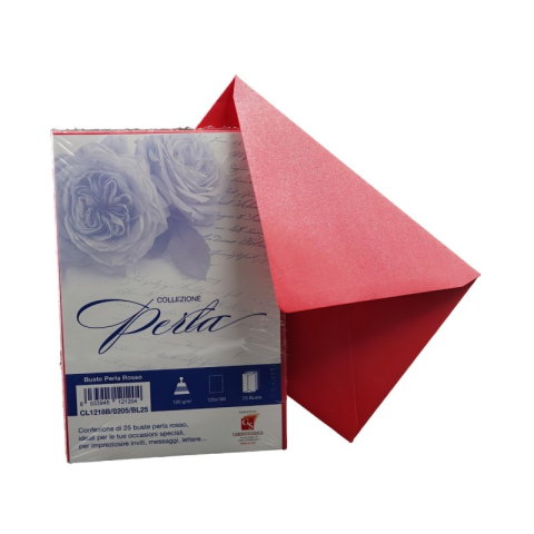 Birotică și Papetărie - Plic color pentru invitatie Colorarte Perla, rosu perlat, 120g/mp, 120x180mm, set 25 buc
