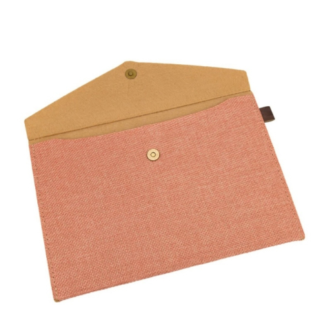 Birotică și Papetărie - Plic cu capsa magnetica RECSTAP2316, material textil roz, 24x16.5cm