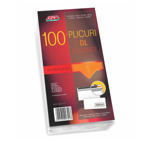Birotică și Papetărie - Plic DL GPV 133214, alb, 80g/mp, siliconic, set 100 buc
