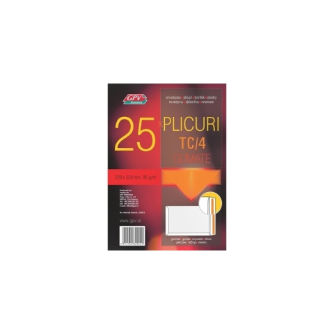 Birotică și Papetărie - Plic standard C4T GPV 192022, alb, 90g/mp, 229x324mm, gumat, set 25 buc