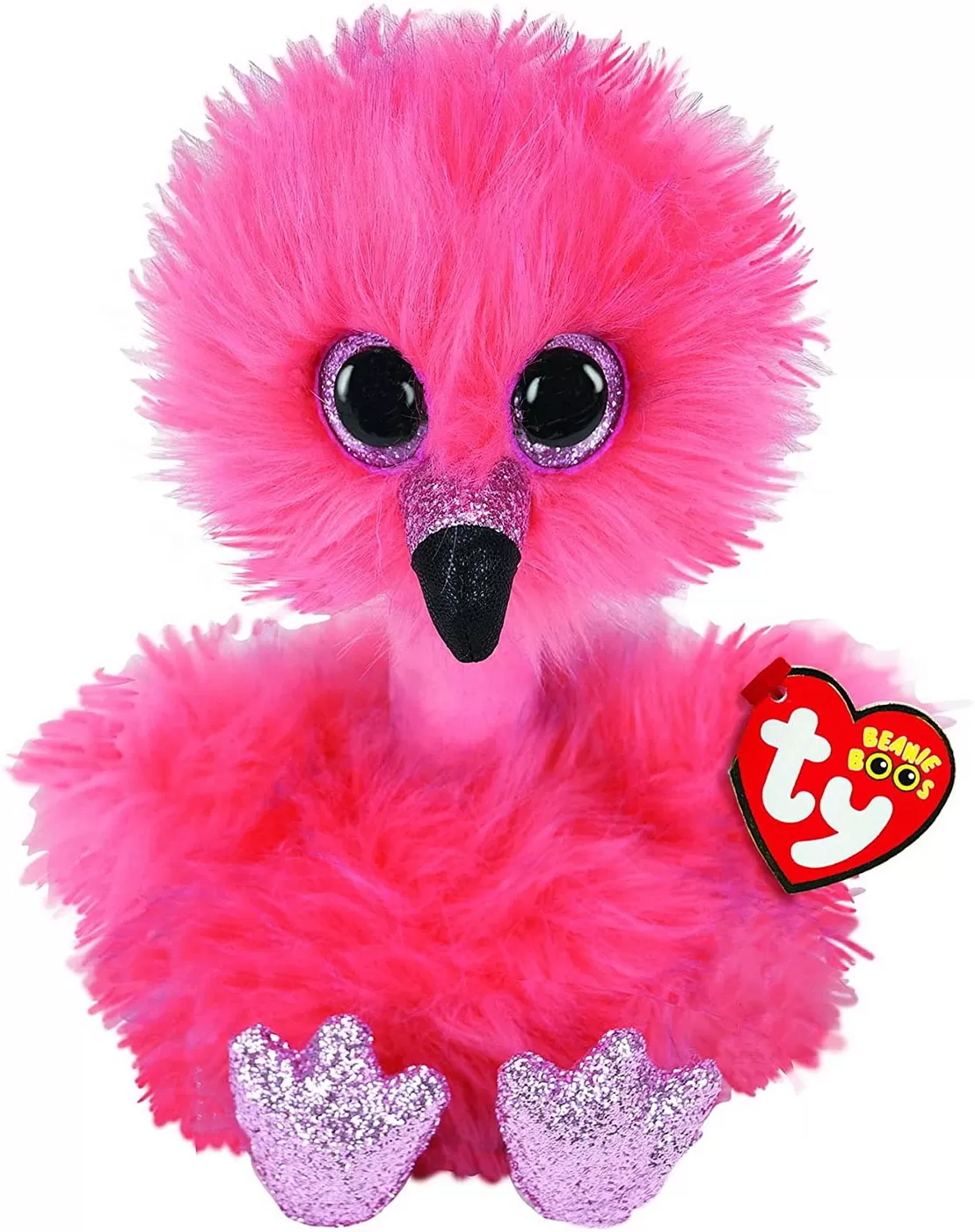 Jucării bebeluși - plus ty 24cm flamingo cu gatul lung, varsta de la 1 an la +15 ani